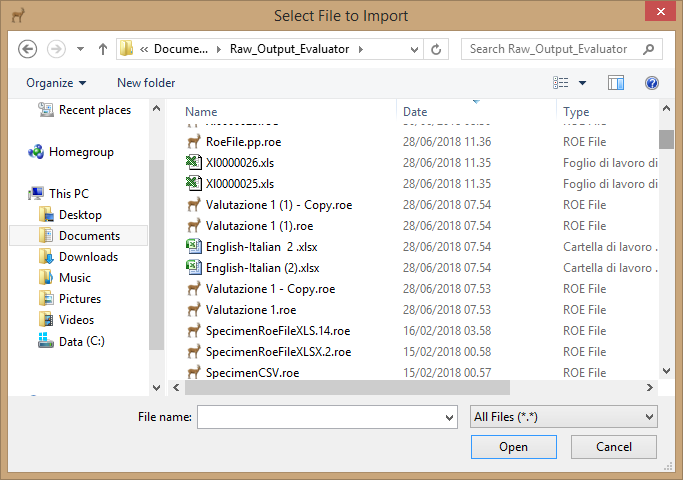 Select File to Import