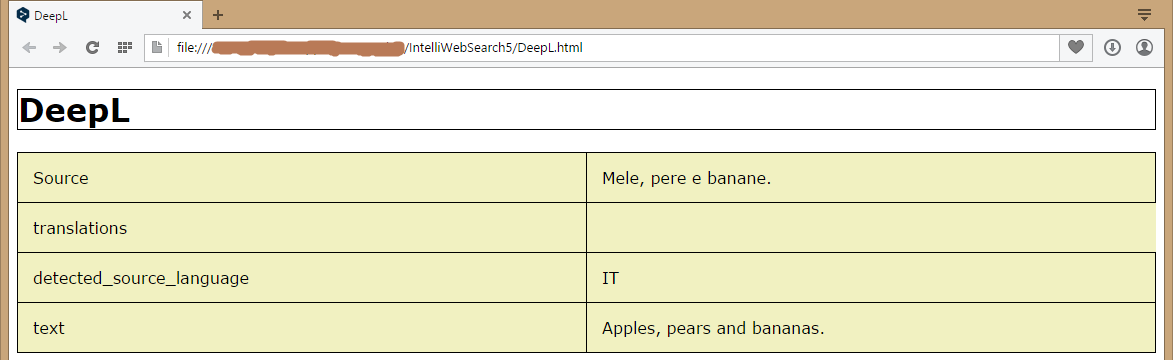 API result in browser tab