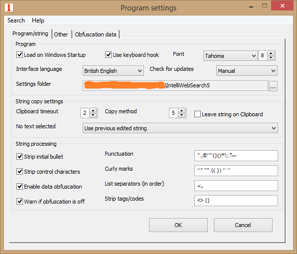 Program Settings Window